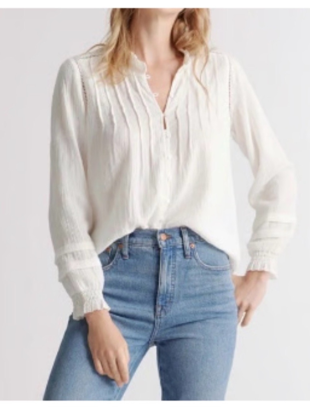 Quince Organic Cotton Peasant Blouse M White Cottagecore Boho Prairie NWT